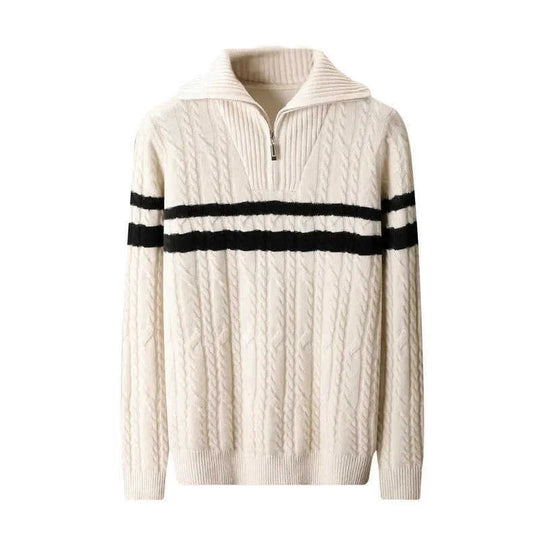 thickened zipper lapel sweater | high collar loose knit pullover | oversized winter sweater women | ultrasonic cleaning