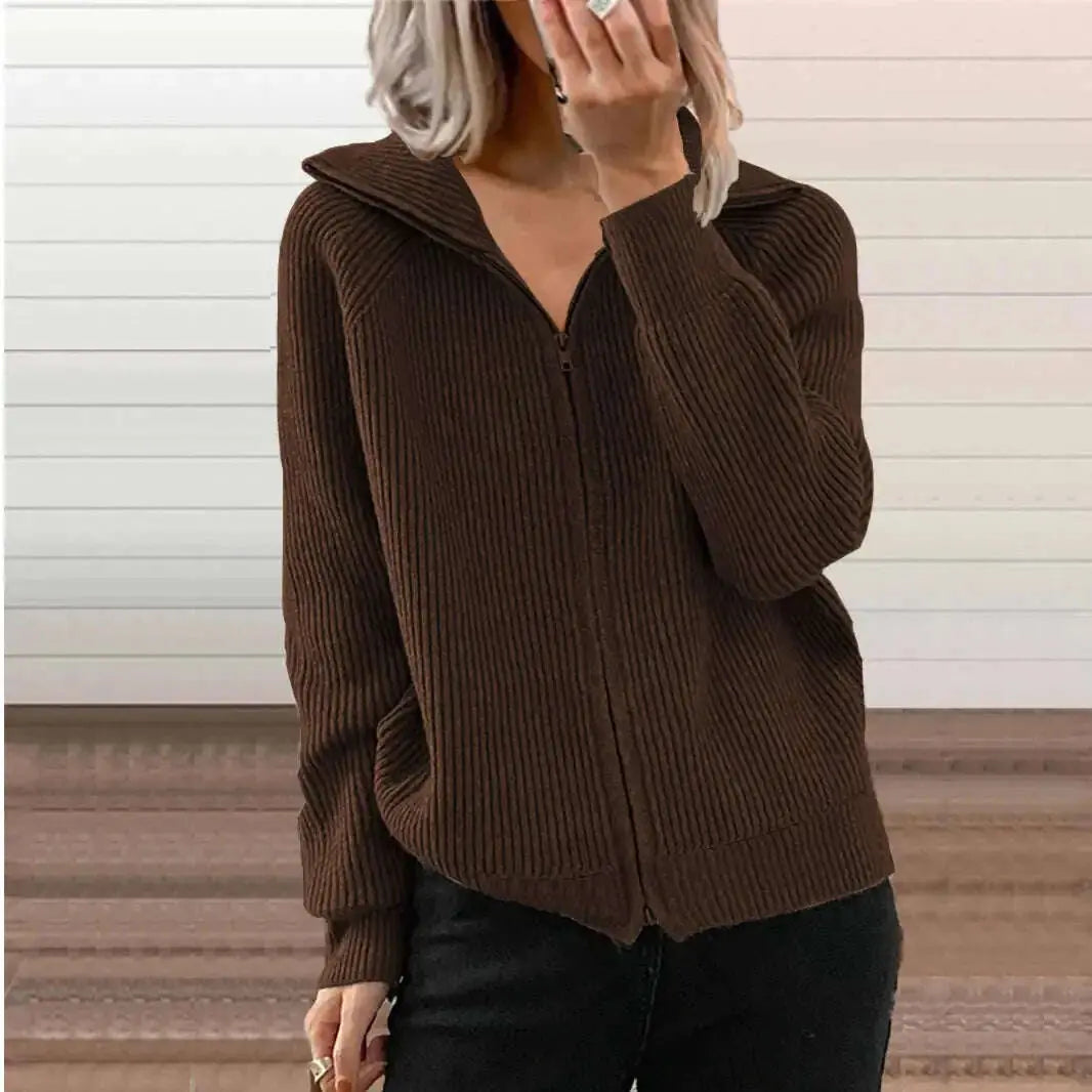 Europe And America New Stripe Casual Loose Knitwear Coat Women Meifu Market