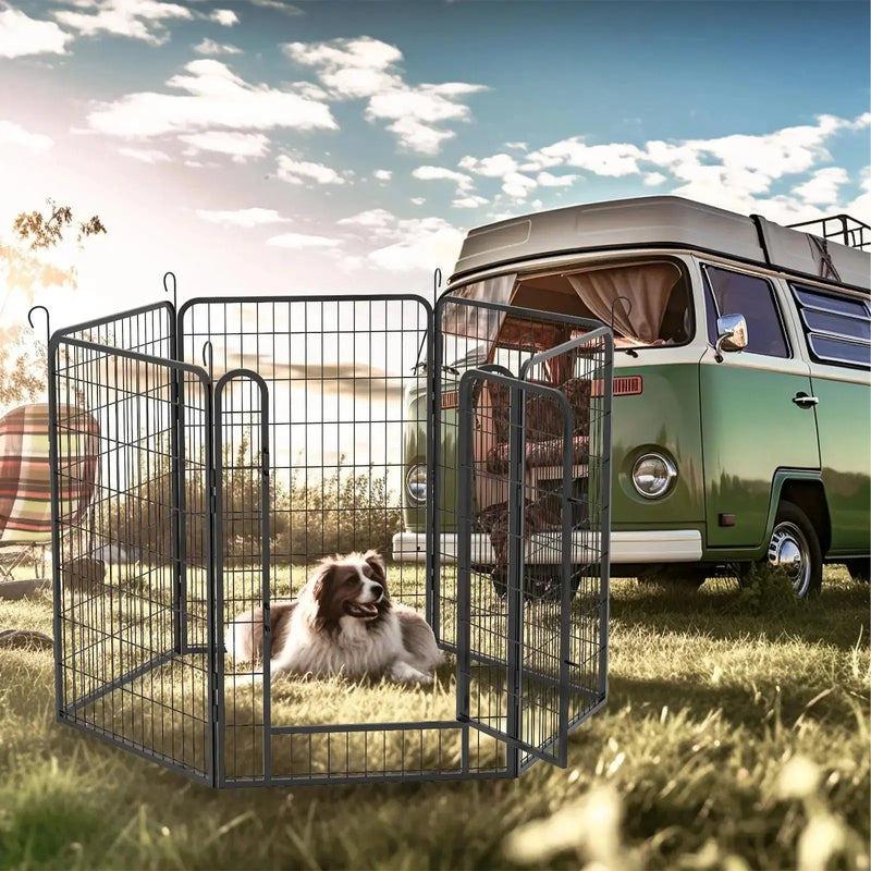 6 Panels Heavy Duty Metal Playpen With Door 39.37 H Dog Fence Pet Exercise Pen For Outdoor, Indoor Meifu Market
