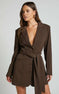 Women's Lace Up Long Sleeve Coat Slim Fit Mid-Length Jacket Meifu Market
