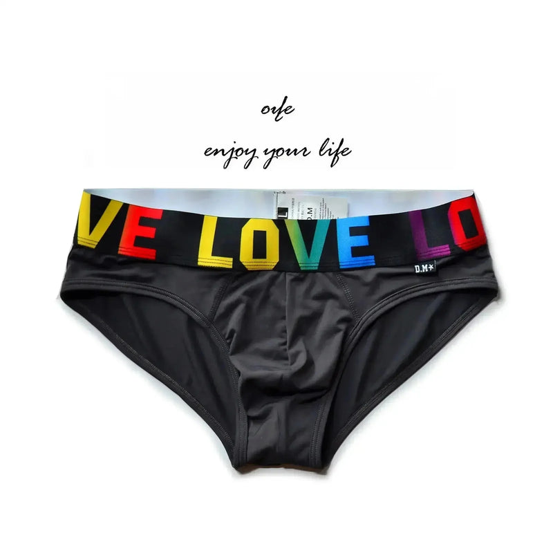 low waist mens briefs | solid color underwear | rainbow letter print | ultrasonic cleaning