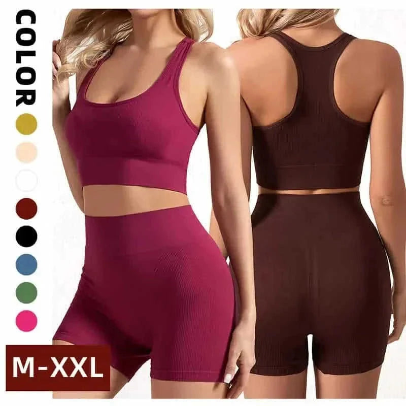 wireless sports bra and shorts set | moisture-wicking fabric | high-impact support bra | energy saving