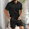 Matching Polo Set — Men's Jacquard Two-Piece Summer Outfit