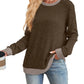 Color Matching Casual Round Neck Pullover Long Sleeve Top Meifu Market