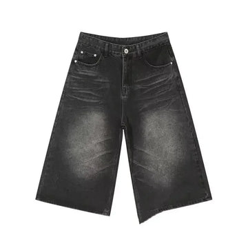 Distressed Straight-leg Denim Middle Pants Men