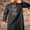 Men's Embroidered Muslim Robe | Long Sleeve Arabic Thobe | Black S - where to buy premium black long sleeve muslim robe de...