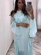round neck ruffle sleeve maxi dress | chiffon long sleeve maxi dress | floor length evening gown | energy saving