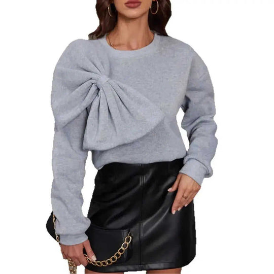 Loose Slimming Bow Long Sleeve Sweater Meifu Market