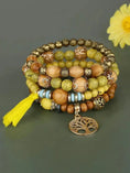 elastic bangle bracelet set | wooden beads jewelry | adjustable tree of life bracelet | energy saving