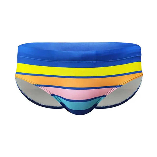 Men's Multi-Color Stripe Print Swim Briefs Holiday Beachwear Meifu Market