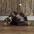 thick genuine cowhide belt | 38cm wide leather belt | solid brass buckle belt | energy saving