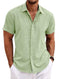 Men's Solid Color Linen-Feel Polo T-Shirt - Meifu Market