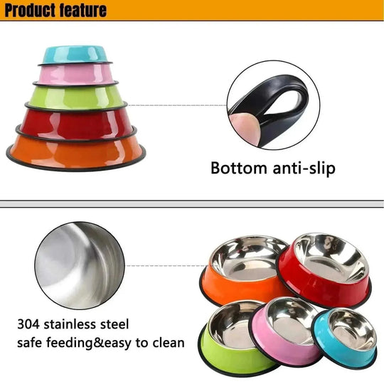 Customizable Stainless Steel Dog Bowl, Non-Slip Pet Food and Water Bowl with Personalized Name for Dogs Red-crown - color ...