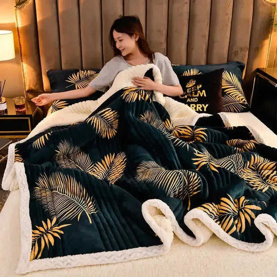 Cashmere Three-layer Blanket Thickened Warm Feather Silk Blanket - Meifu Market
