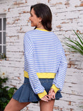 Women's Long Sleeved Striped Round Neck Sweater Top Meifu Market