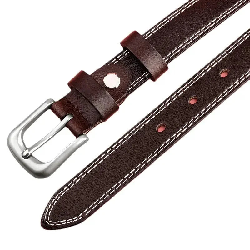 genuine leather belt | adjustable pin buckle | 38mm wide belt | energy saving