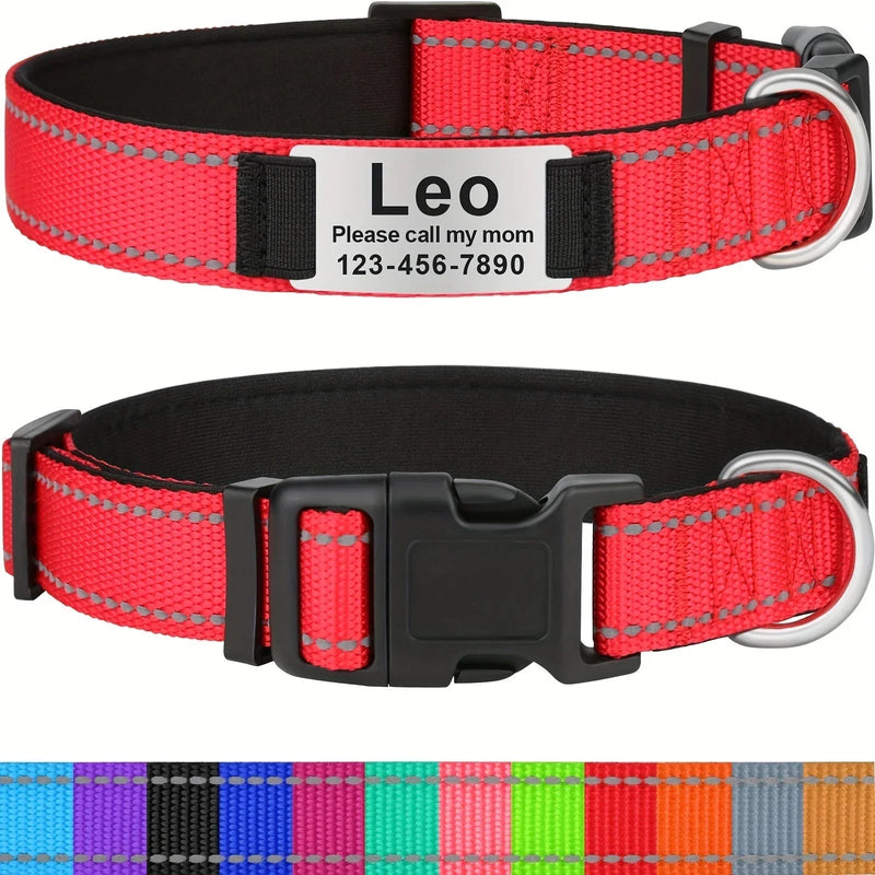 reflective dog collar | adjustable neoprene collar | padded breathable nylon collar | energy saving