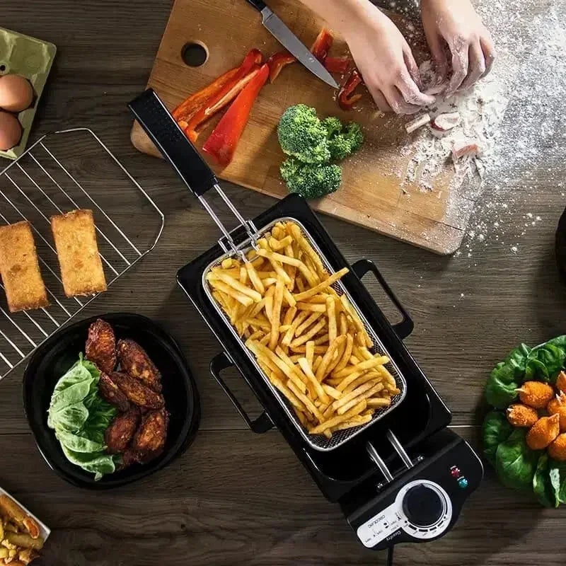 stainless steel basket | commercial-grade fryer | home kitchen use | ultrasonic cleaning