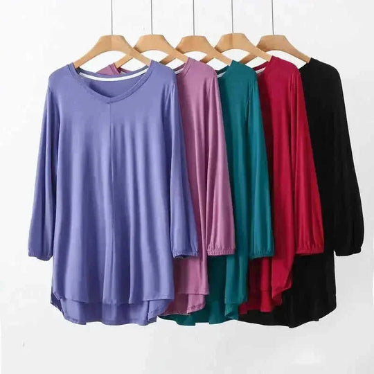 modal fabric pajamas | plus size loose fit sleepwear | long sleeve nightwear for women | ultrasonic cleaning