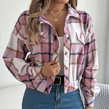 Womens Button Down Shirts Jacket Long Sleeve Plaid Shackets Business Casual Blouse Top Meifu Market