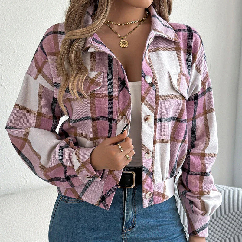 Womens Button Down Shirts Jacket Long Sleeve Plaid Shackets Business Casual Blouse Top Meifu Market