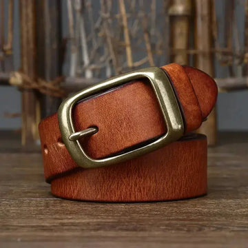 Men's Retro First Layer Pure Cattlehide Pin Buckle Belt meifu market