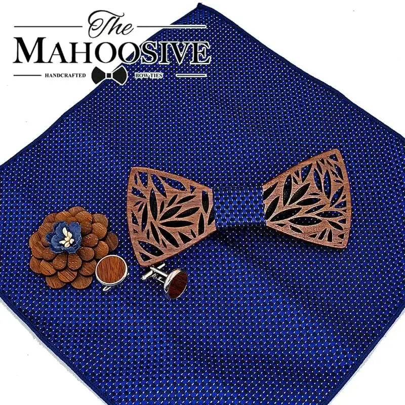 hollow carved wooden bow tie | plaid handkerchief set | mens fashion novelty ties | ultrasonic cleaning