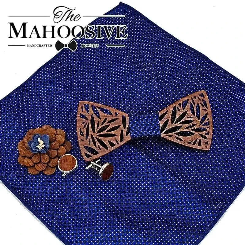 hollow carved wooden bow tie | plaid handkerchief set for men | novelty men ties gift set | energy saving
