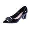 All-match Fashion Patent Leather Women's Shoes Shallow Mouth Pointed Mid Heel Women's Shoes - lifestyle (material: suede,...