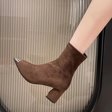 Fashion Elegant Square Head French Chunky Heel Boots