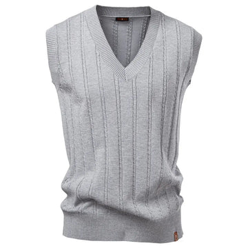European Size V-neck Twist Sweater Vest Men's Business Sweater Waistcoat