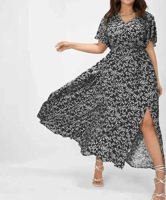 bohemian floral dress | tight waist dress | european style dress | ultrasonic cleaning