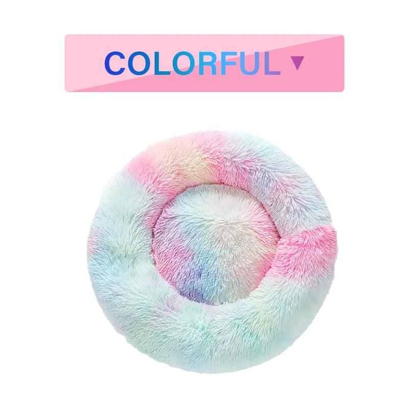 Fluffy Donut Dog Bed Warm Soft Long Plush Pet Cushion Dog House Cat Bed Washable Pet Sofa Mat Calming Samll Large Dog Beds Meifu Market