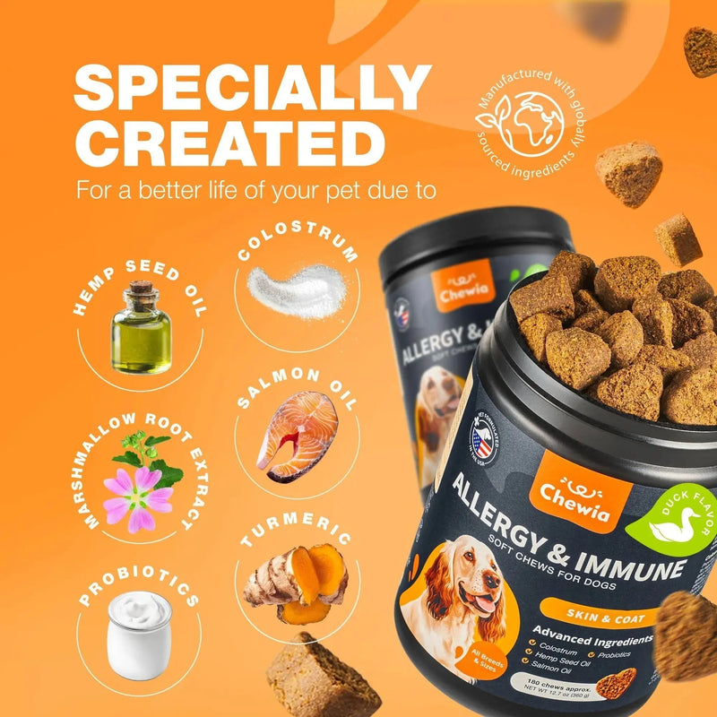 Dog Allergy Relief Chews Itch Relief For Dogs Anti Itch Dog Allergy Chews US Formulated Dog Itching Skin Relief With Salmon Oil Immune Health Seasonal Allergies & Hot Spots Support Treats Meifu Market