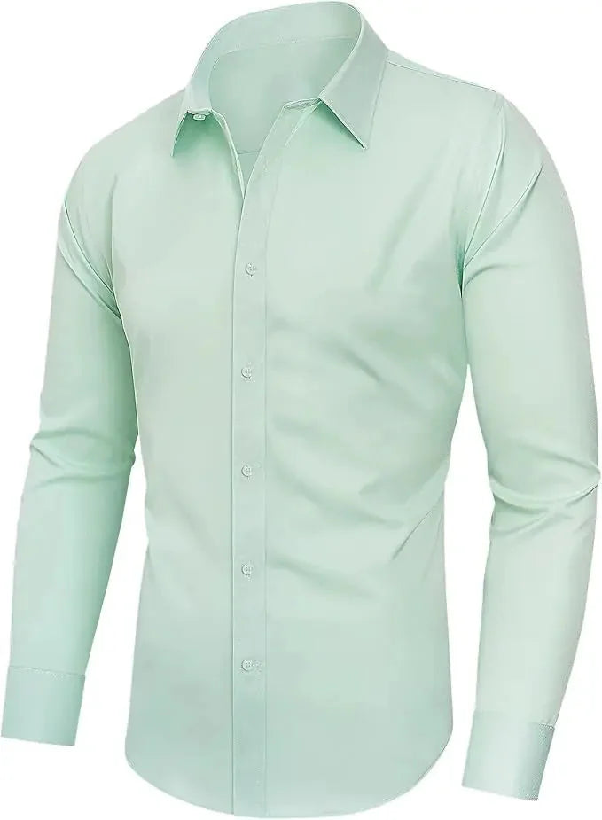 stretch-fit long sleeve shirt | moisture-wicking work shirt | wrinkle-resistant office shirt | ultrasonic cleaning