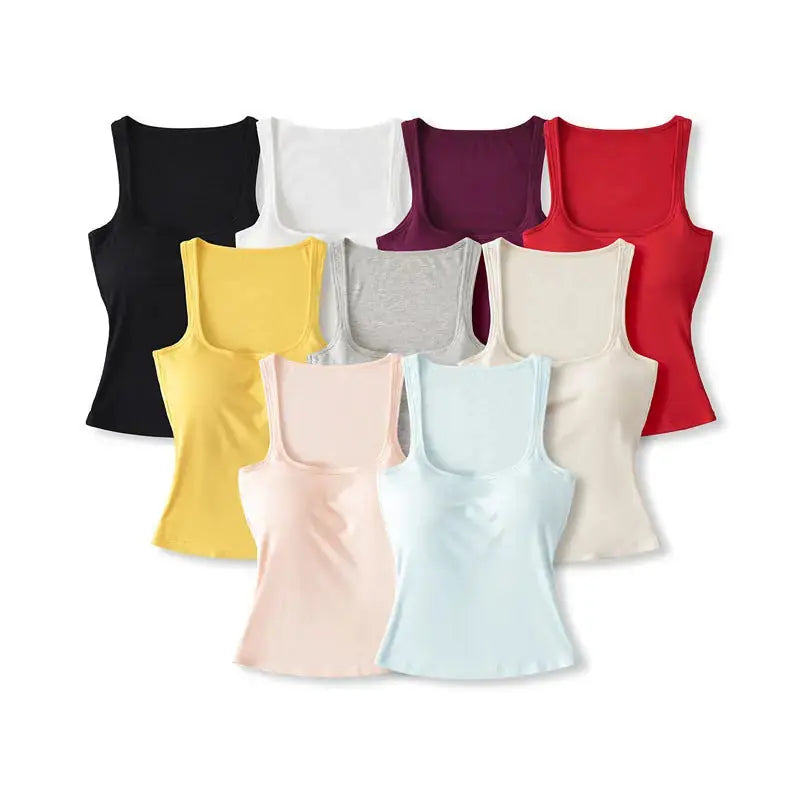New Solid Color Summer Slim Fit Comic Chest Pad U-neck Vest-style Sling Meifu Market