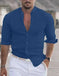 Men's Long Sleeve Shirt With Button Casual Solid Color Tops For Spring Autumn Gray - scale comparison view