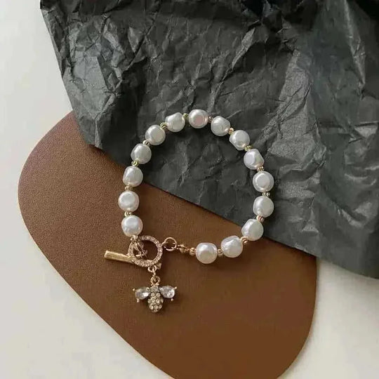 natural stone pendant bracelet | genuine pearl jewelry for women | adjustable bracelet length | ultrasonic cleaning