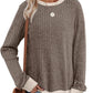 Color Matching Casual Round Neck Pullover Long Sleeve Top Meifu Market