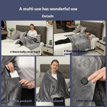 fleece-lined thermal shawl | electric heated wrap | usb powered shawl | energy saving
