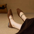 French Retro Square Toe Low-cut Suede Pumps Women's Autumn New Meifu Market
