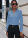 Commuter V-neck Long-sleeved Shirts Ins Fashion Solid Color Pullover Top Autumn And Spring Women's Clothing Meifu Market