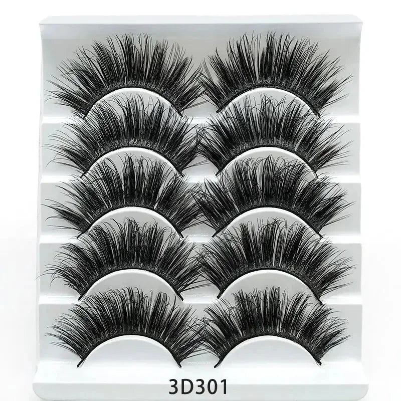 soft cotton stalk lashes | 3d mink effect eyelashes | five pairs multipack | ultrasonic cleaning