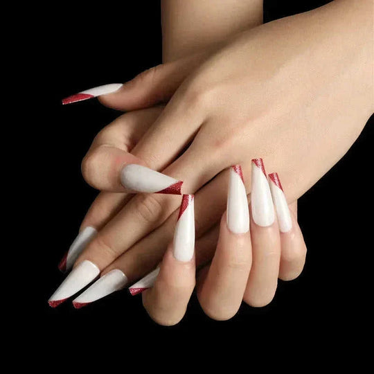 long ballet coffin nails | finished press on nails | salon quality fake nails | energy saving