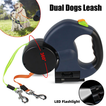 Retractable Dog Leash For Small Dogs Reflective Dual Pet Leash Lead 360 Swivel No Double Dog Walking Leash With Lights Pet Products Meifu Market