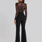 see-through lace jumpsuit | black lace long-sleeved jumpsuit | stretchy lace bodysuit | ultrasonic cleaning