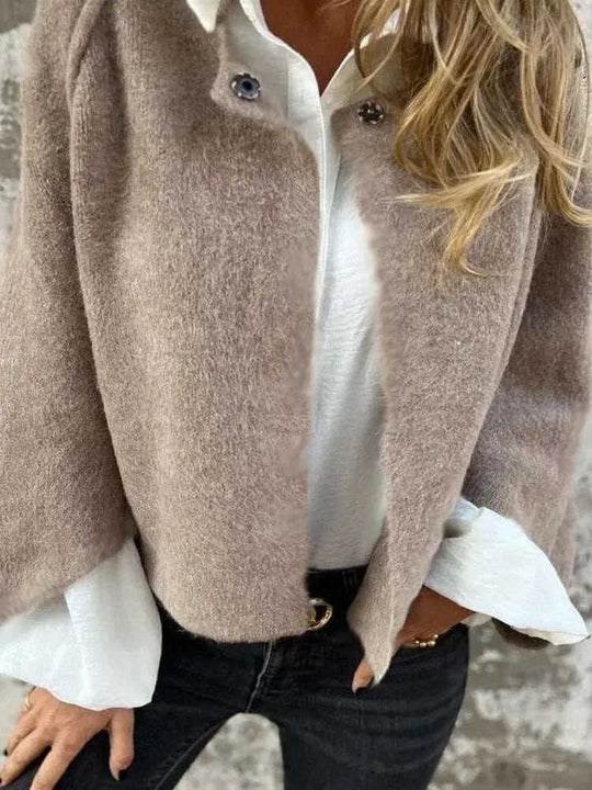 Batwing Sleeve Cardigan Women - Cropped Cashmere Jacket Loose Fit Meifu Market