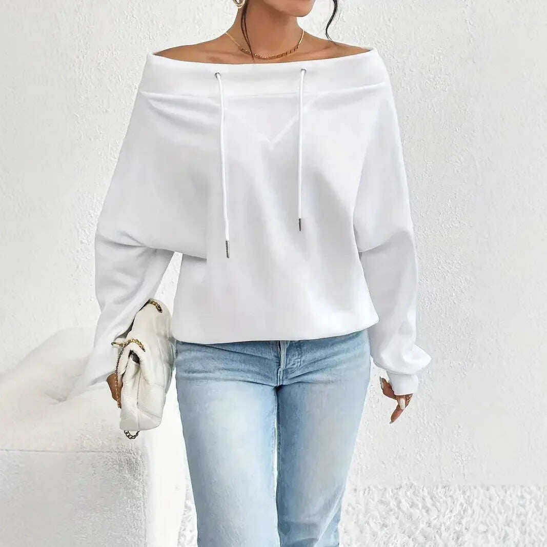 Women's Loose Casual Drawstring Off-the-shoulder Off-shoulder Top Meifu Market