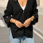 Fashion V-neck Knitted Cardigan Loose Sweater Long Sleeve Pocket Top Meifu Market