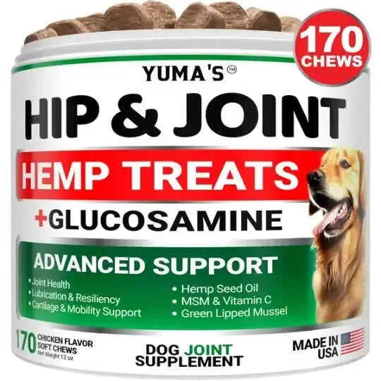 Hemp Hip And Joint Supplement For Dogs Glucosamine For Dogs Joint Pain Relief With MSM Advanced Dog Joint Supplement Healt...
